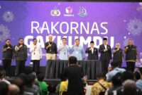 Pasangan Prabowo Subianto dan Gibran Rakabuming Raka, capres-cawapres dari Koalisi Indonesia Maju (KIM) ikut menghadiri Rakernas. (Dok. Tim Media Prabowo-Gibran)